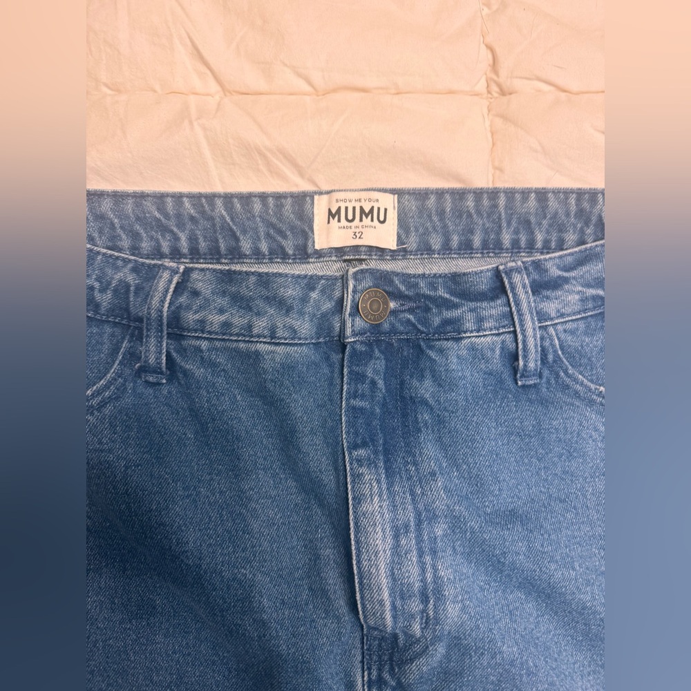 Show me Your Mumu High-Rise Blue Denim Skort